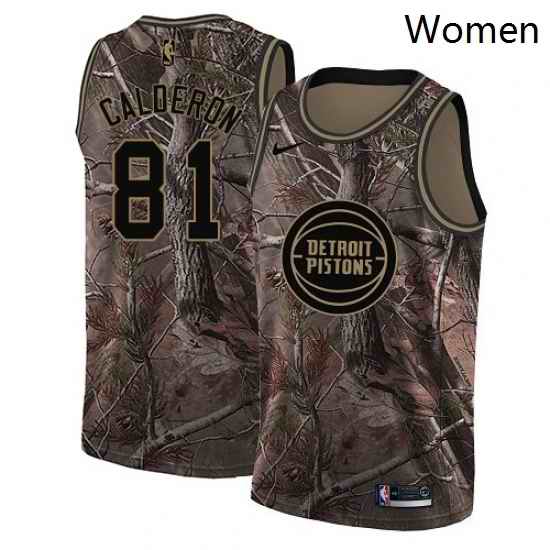 Womens Nike Detroit Pistons 81 Jose Calderon Swingman Camo Realtree Collection NBA Jersey